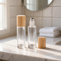 Botellas con Rodillo Metálico y Tapa de Bambú para Cosméticos, Perfumes, Muestras de Aceites Esenciales, Ideales para Regalos de Viaje, Botella con Rodillo para Almacenamiento
