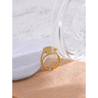 JINYOU 500 Bague élégante pour femme plaquée or 18 carats, accessoires en acier inoxydable, bague ouverte en forme de paume 2025