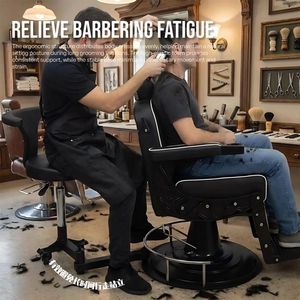 Chaise de Salon de Coiffure Pivotante en Cuir Noir à 360°, Vente Chaude Directe Usine °   Chaise de barbier pivotante pour salon de coiffure - Product Image 5