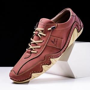 Calzado deportivo de moda para hombre, venta al por mayor de fábrica, cómodo y transpirable, zapatos casuales de cuero con cordones hechos a mano - Product Image 3