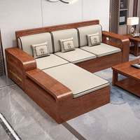 Juego de Sofás de Madera Maciza Escandinava, Muebles Modernos Minimalistas para Sala de Estar de Apartamentos Pequeños, Juego de Sofás de Madera Nórdica Europea para el Hogar