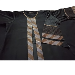 Abaya élégante en polyester ornée de strass et de cristaux, pour femmes, de qualité supérieure, pour l'Aïd, élégante, modeste, longue, coupe ajustée - Product Image 3