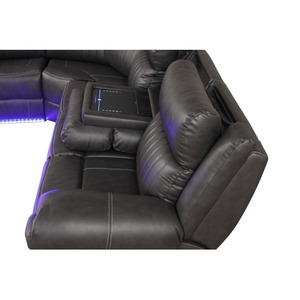 Contemporary Genuine Leather U-Shape Sectional Ottoman Convertible and Extendable <b>Pet</b> Friendly for Apartment Living Room Use - Product Image 4