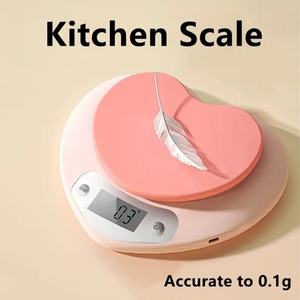 गर्म बिक्री गुलाबी दिल के आकार के इलेक्ट्रॉनिक रसोई पैमाने 10 किलोग्राम अधिकतम वजन वाली बैटरी खाना पकाने और बेकिंग के लिए संचालित - Product Image 5