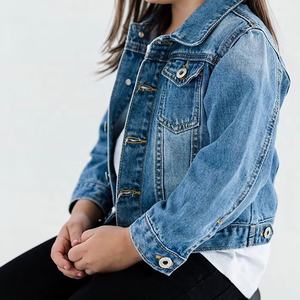 Giacche Bomber di Jeans Blu Primaverili da Bambino e <span class=keywords><strong>Bambina</strong></span> Unisex Personalizzate OEM - Product Image 2
