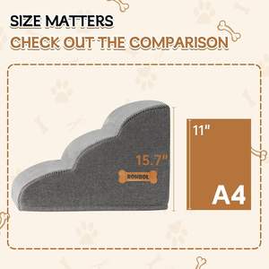 Hovicaed Extra ancho de 3 niveles, escaleras para perros de 15 pulgadas, camas de rampa, cubierta de tela impermeable antideslizante duradera, accesorios para camas de mascotas pequeñas - Product Image 2