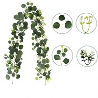 Guirlande d'eucalyptus artificiel en plastique à 60 têtes pour arche de mariage, décoration murale pour fêtes à domicile - Vente en gros