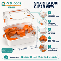 Grande cage pour hamster avec tunnel, roue d'exercice de 16,5 cm et bouteille d'eau, habitat en PP PET ABS pour petits animaux d'intérieur