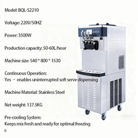 Machine à glace molle professionnelle grande capacité 58L/h, finition argent/noir, 137,5 KG, 220V, pour la production de lait glacé, offre spéciale