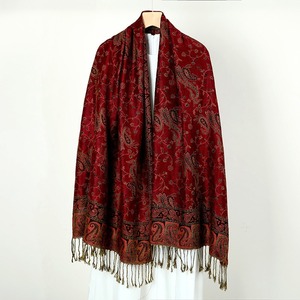 Thời trang bông Acrylic Jacquard khăn choàng tua nhỏ điều Pashmina khăn cho phụ nữ có lá Dot thư argyle mô hình - Product Image 5