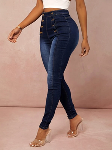 <span class=keywords><strong>Jean</strong></span> <span class=keywords><strong>Slim</strong></span> Stretch pour <span class=keywords><strong>femme</strong></span>, pantalon crayon, <span class=keywords><strong>Slim</strong></span>, décontracté, taille haute, Double boutonnage, noir, OEM - Product Image 5