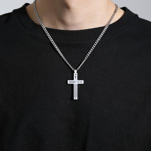 Collier avec Croix et Verset Biblique Inspirant en Acier Inoxydable, Chaîne Curb, Bijou de Mode Chrétien Religieux, Cadeau - Product Image 3