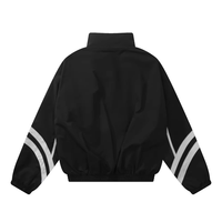 Veste coupe-vent pour homme, style streetwear, fermeture éclair, polyester, couleur noire, bloc de couleur, veste de survêtement