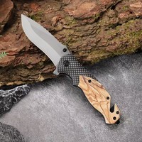Couteau de poche multifonction portable en acier inoxydable avec lame à bord lisse pour le camping, la randonnée, la chasse, la survie, pliable