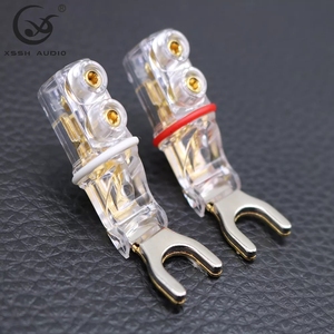 Connecteur YIVO XSSH Audio plaqué or, en cuivre pur, avec verrouillage par vis, entrée de câble 5,8 mm pour haut-parleur audio <span class=keywords><strong>HIFI</strong></span> et câblage d'amplificateur - Product Image 1