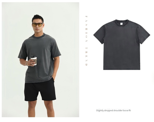 Men's Oversized Cotton T-Shirt Solid Color O-Neck Short Sleeve Washed t shirt Casual Wear Jersey Knitted <b>Plain</b> Design <b>tshirt</b> - Product Image 5