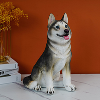 Material de fibra de vidrio escultura bonita estatua de perro Animal estatua de perro Husky Siberiano Artificial para decoración al aire libre interior
