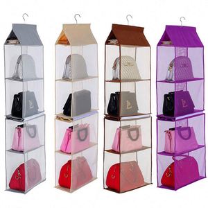 Nouvel Organisateur de Placard Suspendu à 4 Étagères en Maille avec Housse Anti-Poussière pour Rangement Domestique - Product Image 1