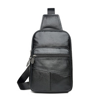 Sac de poitrine en cuir véritable personnalisé couche supérieure en cuir de vachette sac de messager à bandoulière pour hommes sac de poitrine de sport à la mode 2025