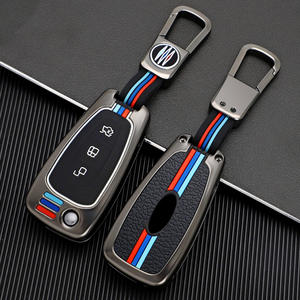 Accessoires automobiles Intérieur Flip Key Case Zinc Alloy Car Key Cover Keyless Key Fob Protector Compatible avec <span class=keywords><strong>Ford</strong></span> - Product Image 2