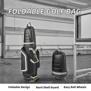 Bolsa de Viaje Plegable para Palos de Golf, Bolsa Rígida de Poliéster con Ruedas para Golfistas Adultos - Product Image 2