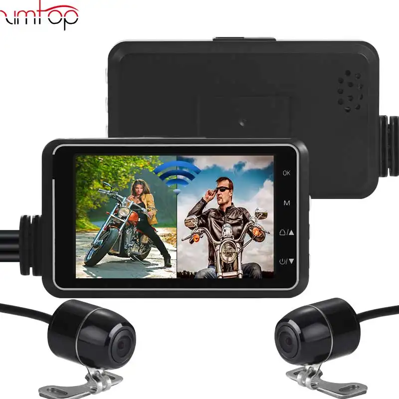 motorcycle dash cam 3" 1080p hd helmet moto bicycle motorbike WiFi dual camera dvr night vision waterproof driving recorder