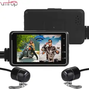 Helm Sepeda Motor, Kamera Dasbor 3 "1080P Hd Moto Sepeda Motor WiFi Kamera Ganda Dvr Penglihatan Malam Tahan Air Perekam Mengemudi