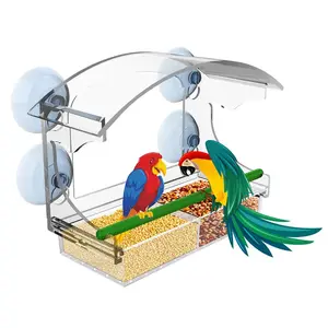 2024 novo alimentador acrílico para pássaros, alimentador para animais de estimação em acrílico suspenso transparente, grande artesanato americano, aviário grande para uso ao ar livre, novidade