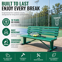 Banc de patio extérieur moderne avec siège carré et dossier en alliage d'aluminium pour terrain de basket-ball, football, tennis, padel