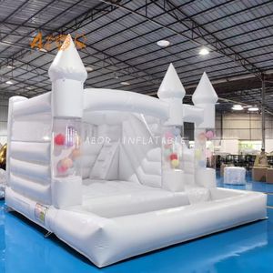 Kommerzielle aufblasbare Türsteher Combo Erwachsene White Bouncy Castle Hochzeit Bounce House mit Rutsche - Product Image 2