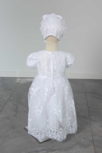 Nuovi Arrivi: Abito da Battesimo per Bambina con Cappellino, <span class=keywords><strong>Vestito</strong></span> Bianco Ricamato in Tulle per Cerimonia Principessa - Product Image 6