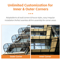 Auvent imperméable à commande manuelle, panneau en polycarbonate, auvent pour fenêtre, cadre en aluminium pour fenêtre, patio, entrée, montage mural