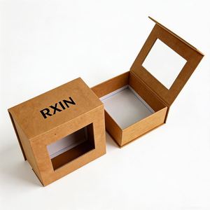 Boîte à gâteau en papier kraft avec fenêtre, logo personnalisé imprimé, emballage écologique de qualité alimentaire pour boulangerie, pâtisserie, dessert, boutique de cadeaux - Product Image 2