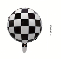 Ensemble de ballons en feuille d'hélium de 18 pouces, forme ronde, noir et blanc, thème course automobile, pour la décoration d'anniversaire