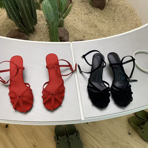Sandalias Ansu con Tacón de Aguja (3"-5") de Cuero Genuino, Elegantes y Sensuales para Exteriores, <span class=keywords><strong>Unisex</strong></span>, Tendencia de Moda para Todo el Verano, con Lazo y Suela de Goma - Product Image 5
