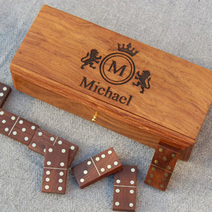 Personalizzare Domino scatola di legno doppio sei domino set per adulti regalo di famiglia per il compleanno di natale festa del papà - Product Image 3