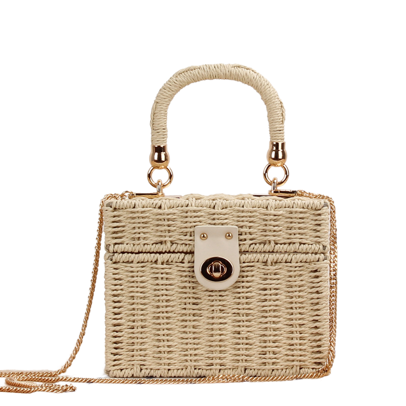 Storage Bag Summer Straw Handbags 2021 Black Rattan Bags