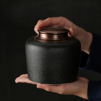 Grand pot à bonbons en céramique noir minimaliste avec couvercle pour café et hôtel