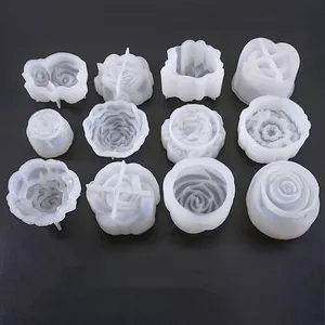 Hot sales12 PCS 3D hoa hồng Silicone khuôn nhựa khuôn DIY Craft khuôn đồ trang sức làm công cụ Epoxy đúc khuôn