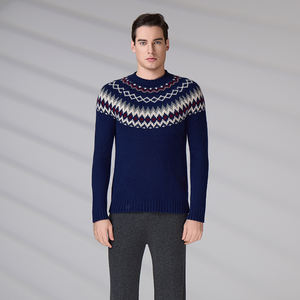 Fabricant de tricots, pull tricoté sur mesure, respirant, logo brodé, pull jacquard à manches longues pour l'hiver, argyle, laine/nylon - Product Image 1