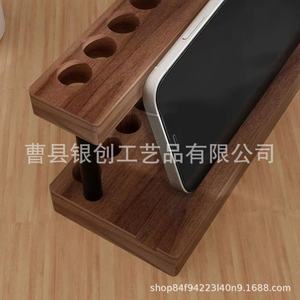 Wooden Pen Holder Multi Functional <b>Desktop</b> Stationery With Phone <b>Stand</b> Square Shape Customizable Color - Product Image 5