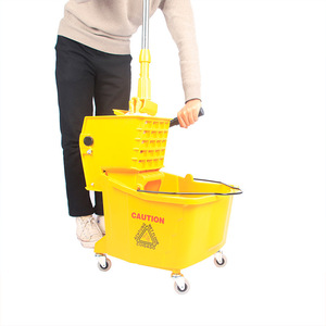 Chariot de nettoyage manuel 30L pour usage domestique et commercial, seau à serpillière lavable, essoreuse d'hôtel, essorage manuel humide et sec - Product Image 1