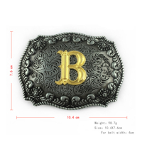 Accessoires de ceinture en gros, boucle de ceinture en métal doré avec initiale pour homme, décoration