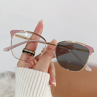 Nuevas Gafas de Metal con Marco de Ojo de Gato, Gafas de Moda que Cambian de Color, Fotocromáticas, Anti Luz Azul, Monturas Ópticas