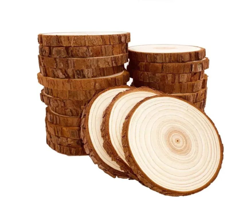 Free shipping Unfinished Natural Round Pine Wood Tree Disc Wooden Log Tree Slices for Crafts