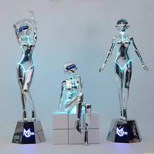 Hete Verkoop Mechanische Vrouwen Technologie Gevoel Grotere Decoratie Ktv Metalen Standbeeld Sculptuur Bar Decoratie Sexy Robot Met Licht - Product Image 5