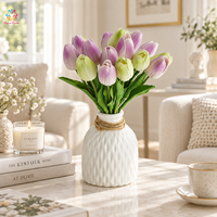Bunga Tulip Buatan PU Real Touch Grosir, Tangkai Tunggal untuk Buket Pernikahan, Dekorasi Rumah dan Hotel Musim Semi