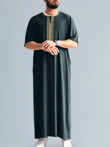 Thobe traditionnel brodé pour hommes arabes, <span class=keywords><strong>Boubou</strong></span>, Jalabiyas, Gandoura, Thobe musulman pour hommes, Robe d'été de haute qualité du Maroc en stock - Product Image 1