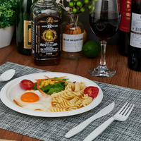 Assiette ronde jetable robuste en pulpe de canne à sucre, résistante à l'huile, compostable, en bagasse, pour la restauration de plats chauds, les mariages et les événements
