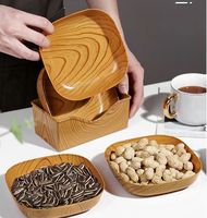 Plateau en plastique imitation bois pour la maison et le commerce, idéal pour servir des collations, des fruits, des desserts, des noix, des gâteaux et des gâteaux de l'après-midi